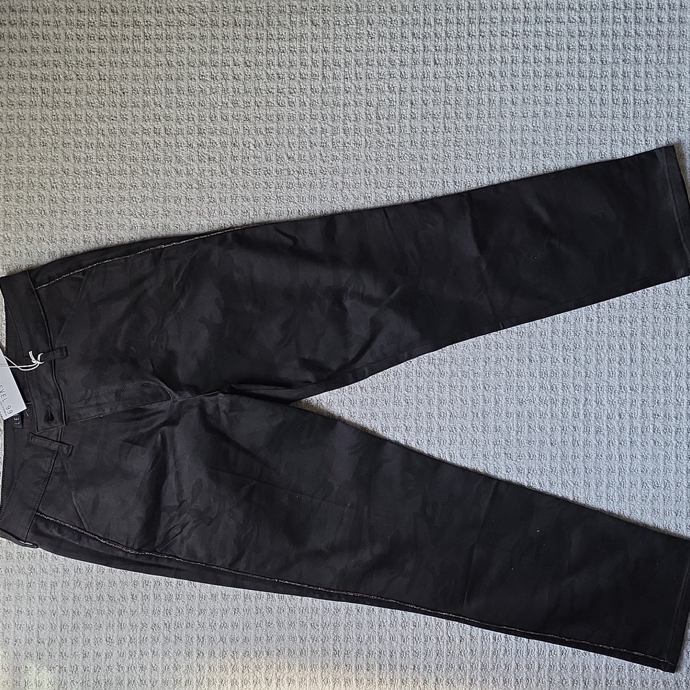 NEW Level 99 Mignight Camo Gold Trim Piping Cigarette Pant